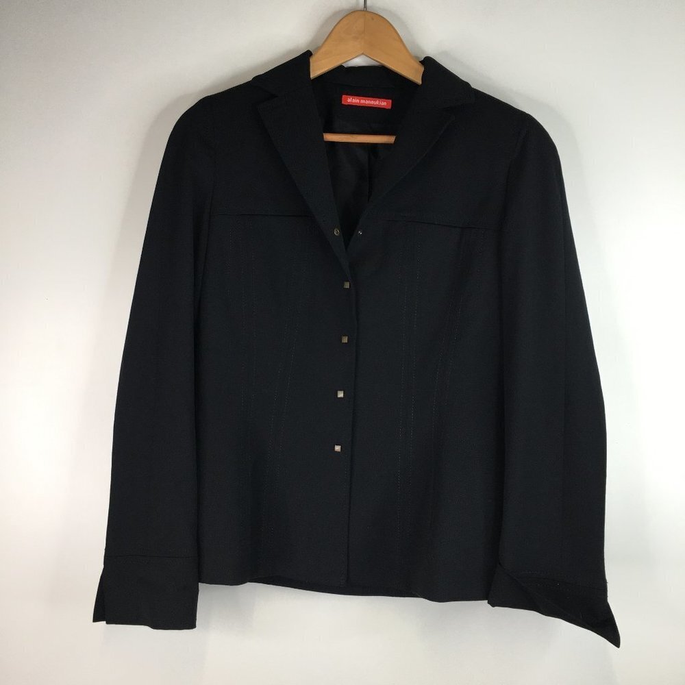 Alain Manoukian Black Snap Button Blazer Jacket Size 10